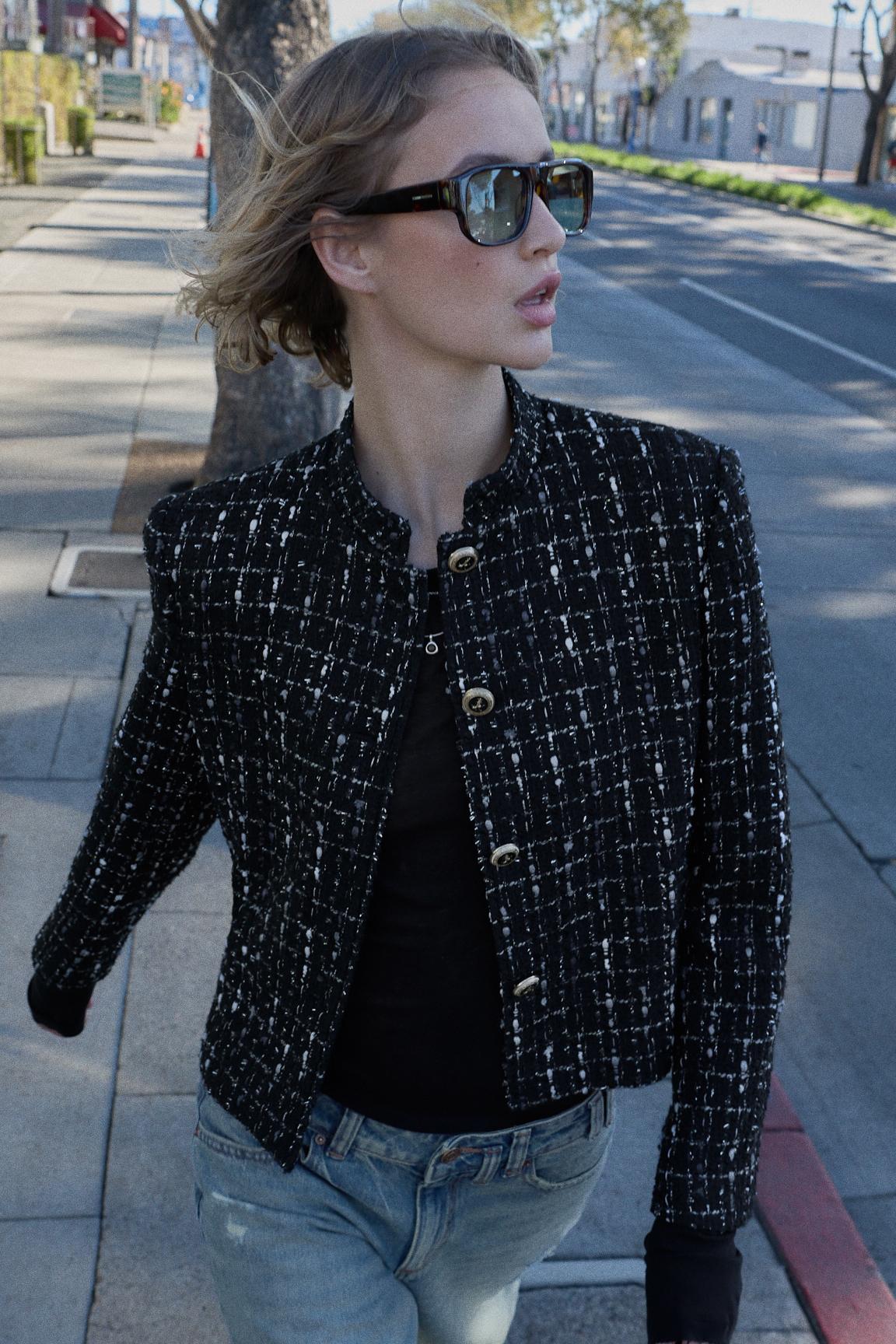 METALLIC THREAD TEXTURED BLAZER